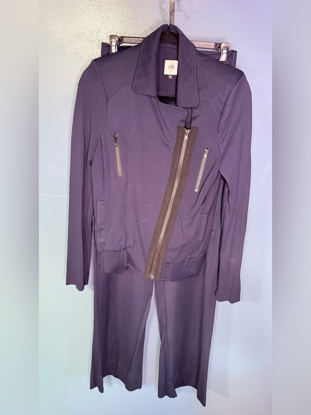 CAbi Deep blue Asymmetrical Zip Pantsuit